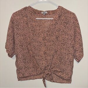 Rails Pink Dot Tie-Front Blouse